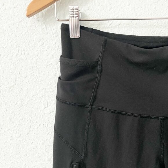 Lululemon Black Geometric Printed Leggings Zippered Pockets Women's Size 6 - Picture 4 of 8